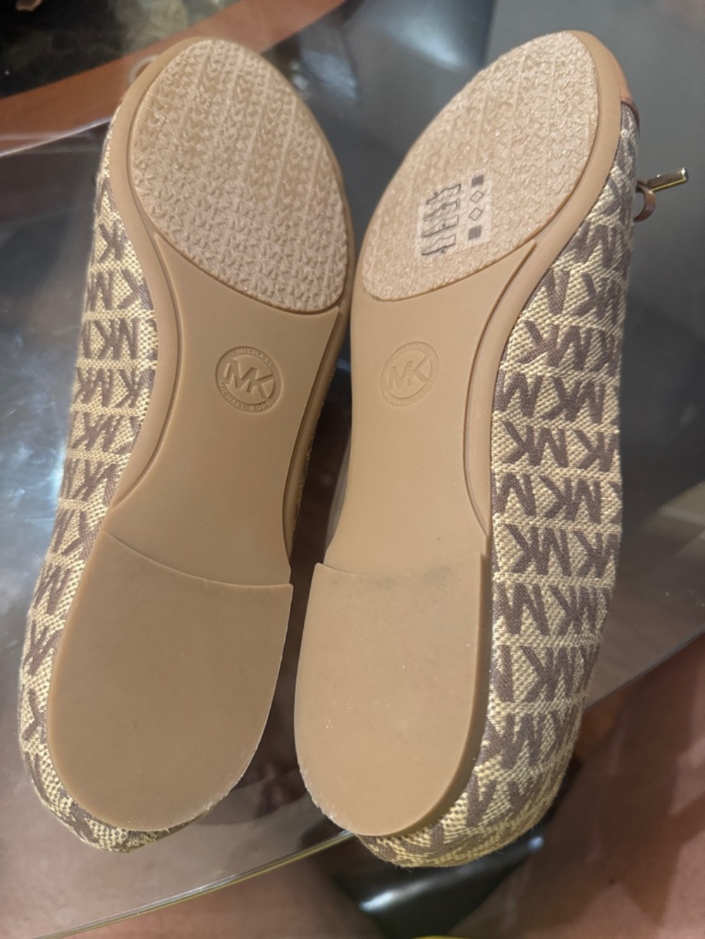 Michael Kors Brown Logo Quilted Ballet Flats with Bow and MK Charm - Picture 2 of 3